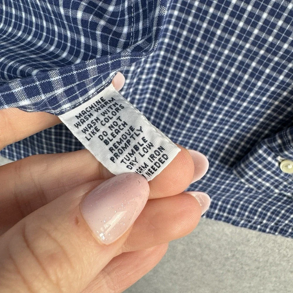 Ralph Lauren Classic Fit Button Down Shirt Blue Check Long Sleeve Cotton XXL VTG